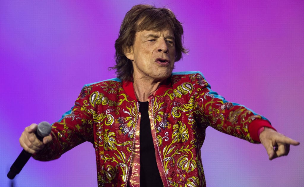 AMSTERDAM, NETHERLANDS - JULY 7: Mick Jagger of the Rolling Stones perform live on stage during a concert of The Rolling Stones at the Johan Cruijff Arena on July 7, 2022 in Amsterdam, Netherlands. (Photo by Sven Hoogerhuis/BSR Agency/Getty Images)