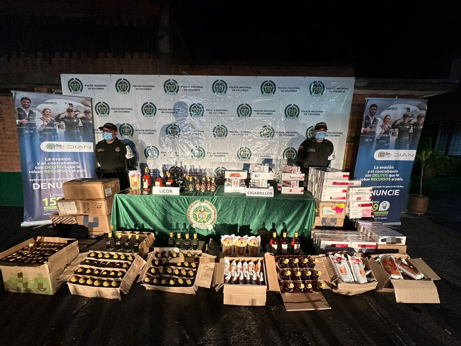 Licores, cigarrillos adulterados y de contrabando- foto policía Metropolitana