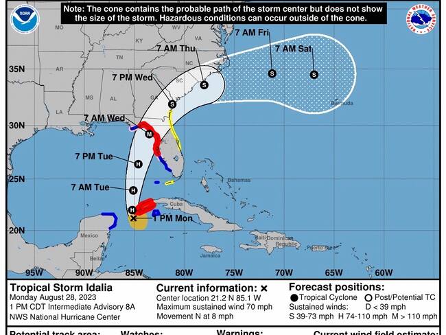 Centro Nacional de Huracanes por Idalia: “hay riesgos muy altos para la ciudadanía”