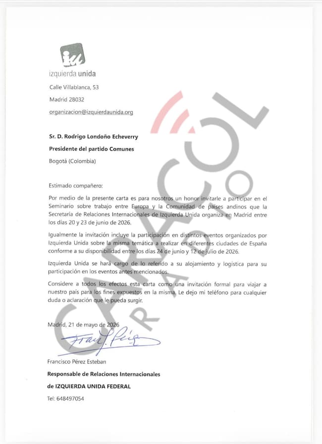 Invitación Timochenko a España