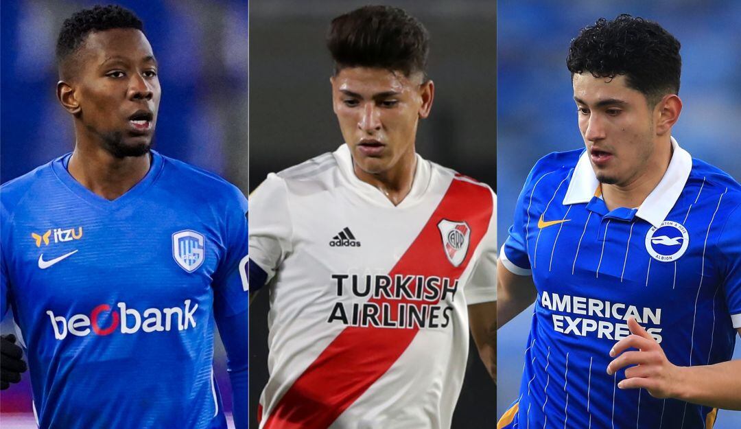 Carlos Cuesta (Genk), Jorge Carrascal (River Plate) y Steven Álzate (Brighton)