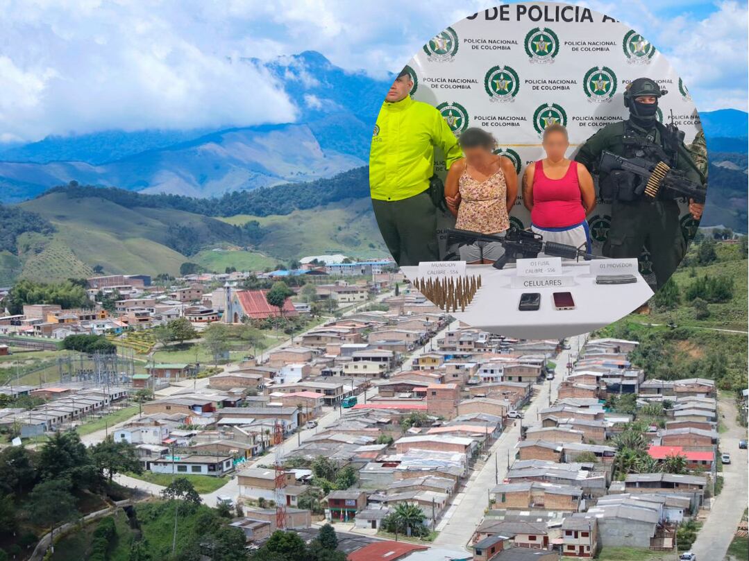 Municipio de Betulia, Antioquia y capturadas- foto policía Antioquia