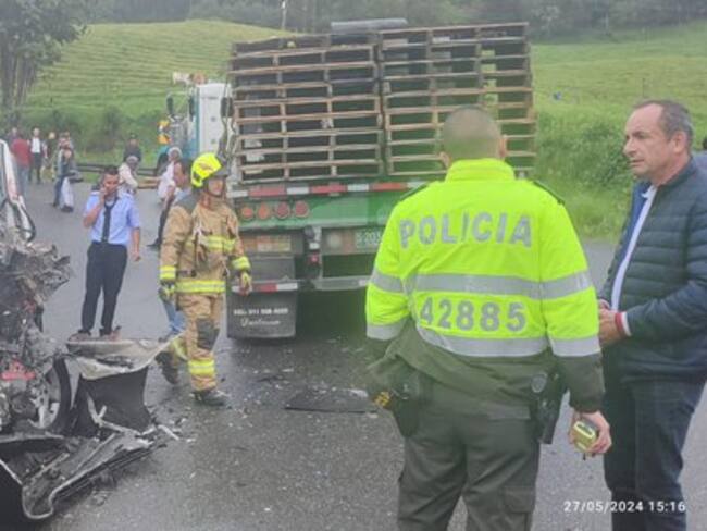 Accidente en la vía Manizales - Bogotá. Fotografía suministrada