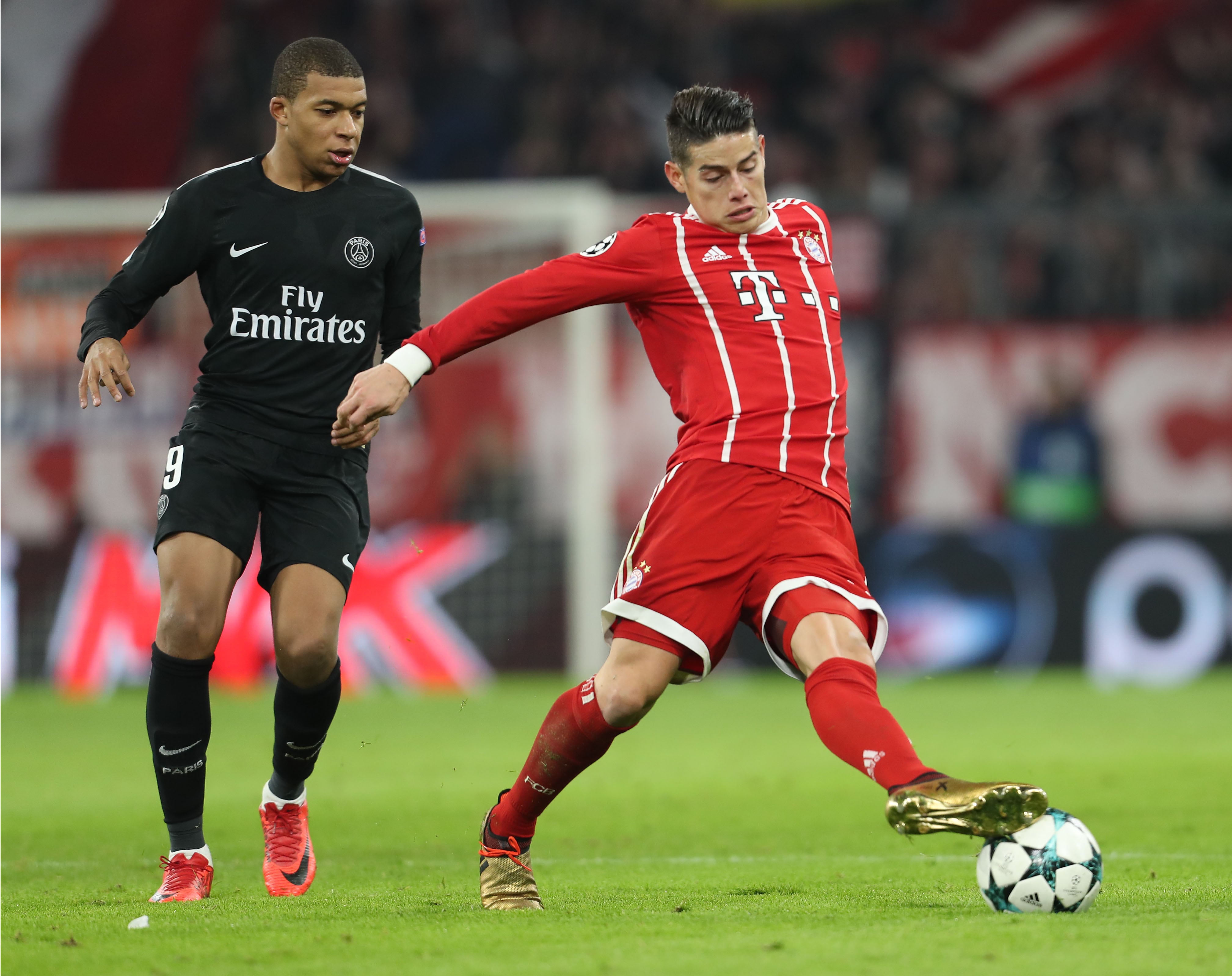 Kylian Mbappé superó a James Rodriguez.  (Photo by A. Beier/FC Bayern via Getty Images)
