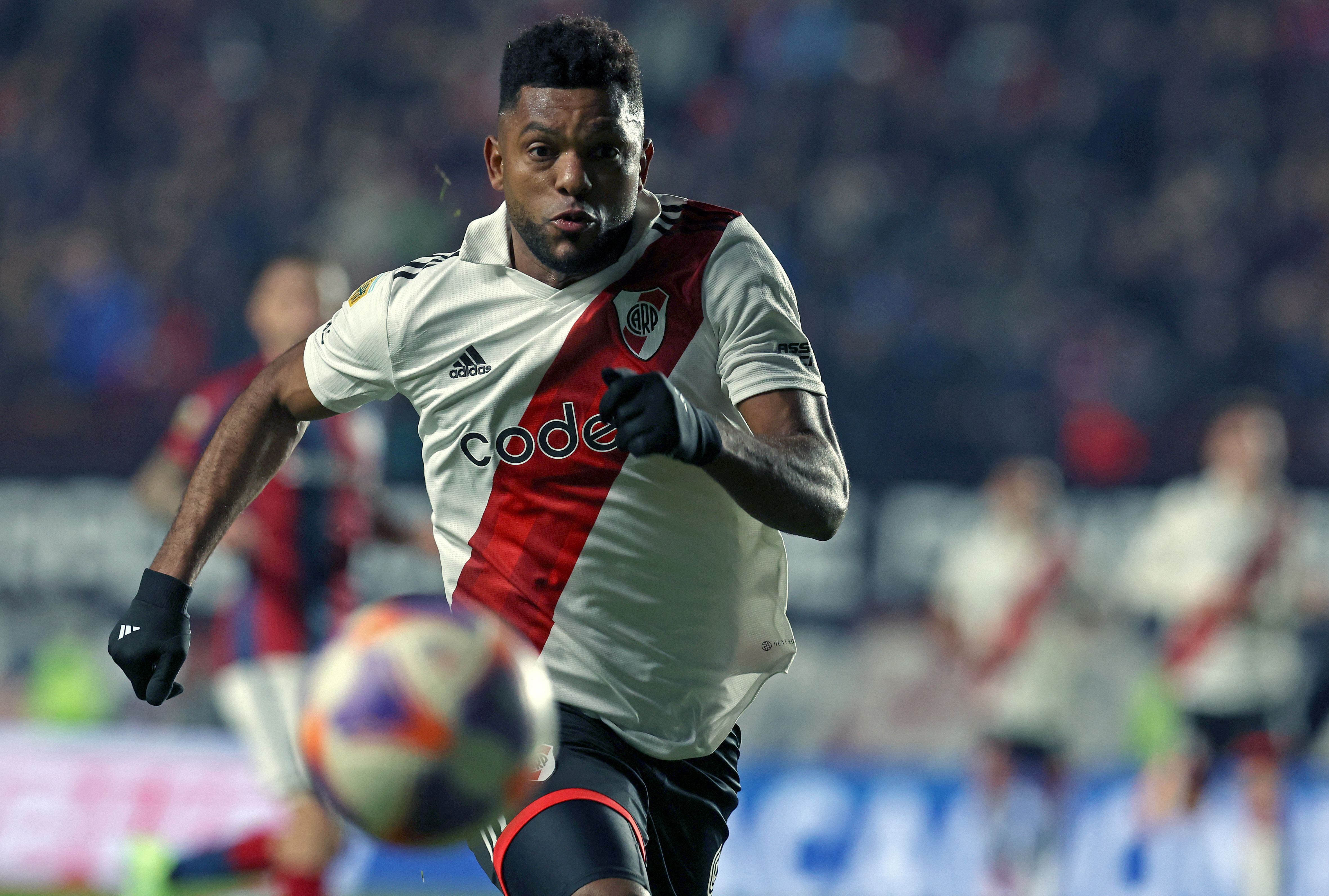 Miguel Ángel Borja salió campeón de Argentina con River Plate. (Photo by ALEJANDRO PAGNI / AFP) (Photo by ALEJANDRO PAGNI/AFP via Getty Images)