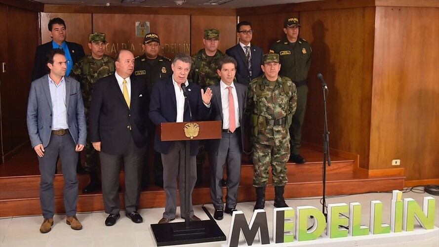 El presidente Juan Manuel Santos lideró en Medellín un consejo de seguridad. Foto: Colprensa