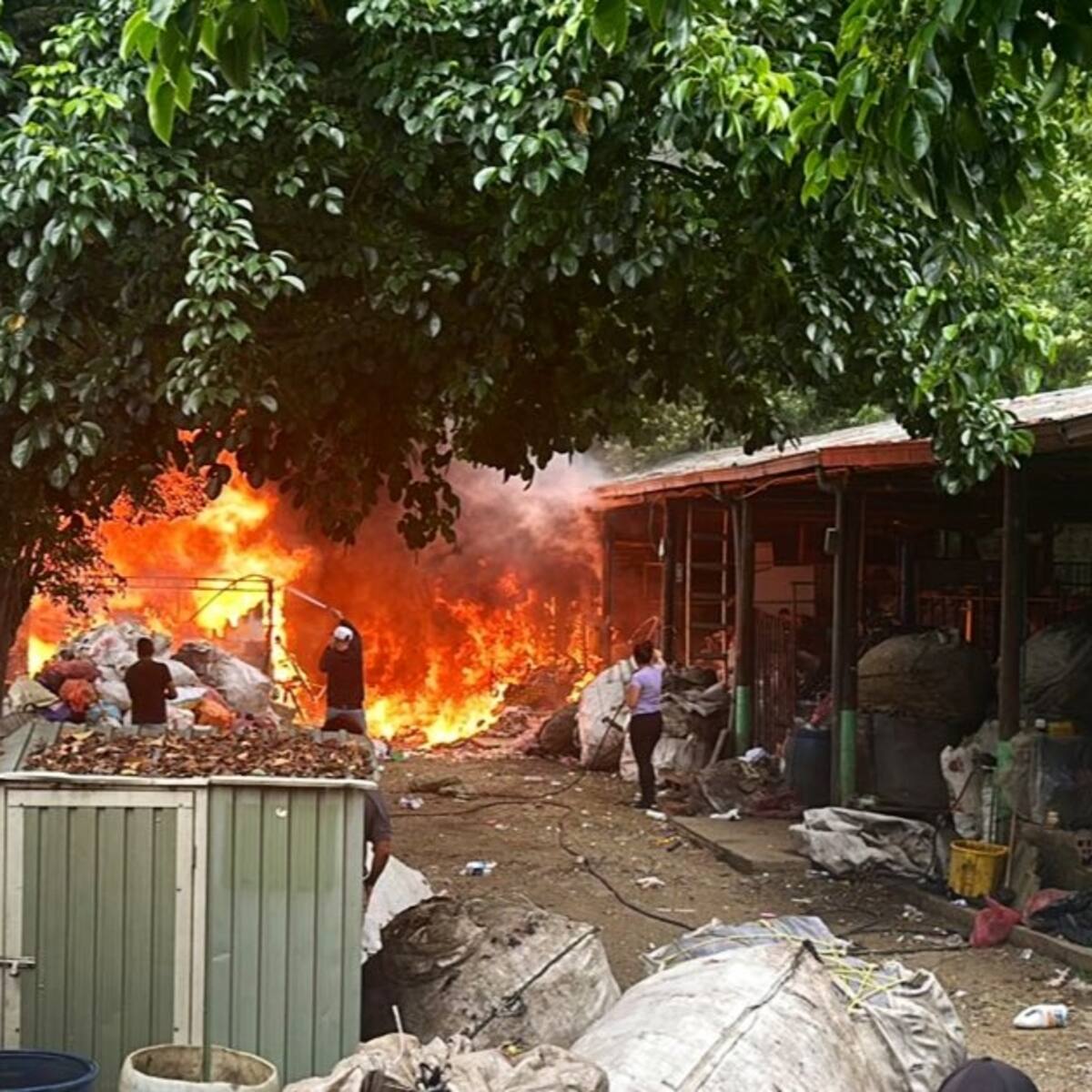 Incendio en bodega de reciclaje obligó a la evacuación de un jardín infantil en Medellín