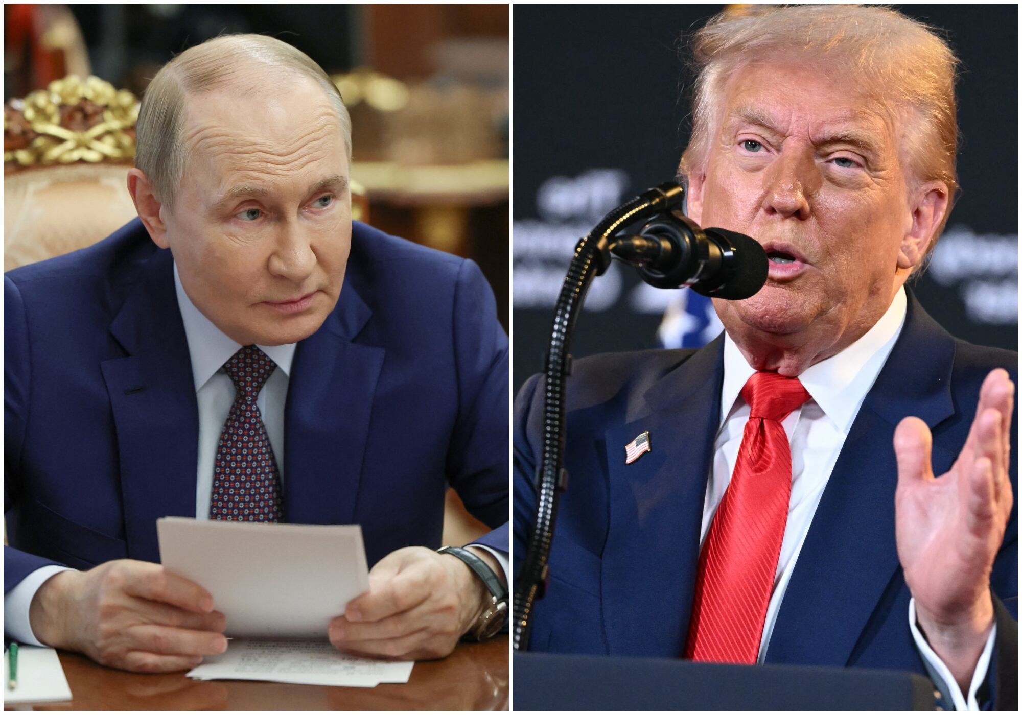 Putin y Trump abordan aumentar el nivel de representación en los diálogos de paz con Ucrania . Foto: Getty Images.
