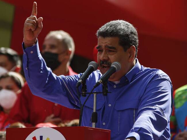 El presidente venezolano, Nicolás Maduro, durante la marcha del Día del Trabajo. Foto: Getty