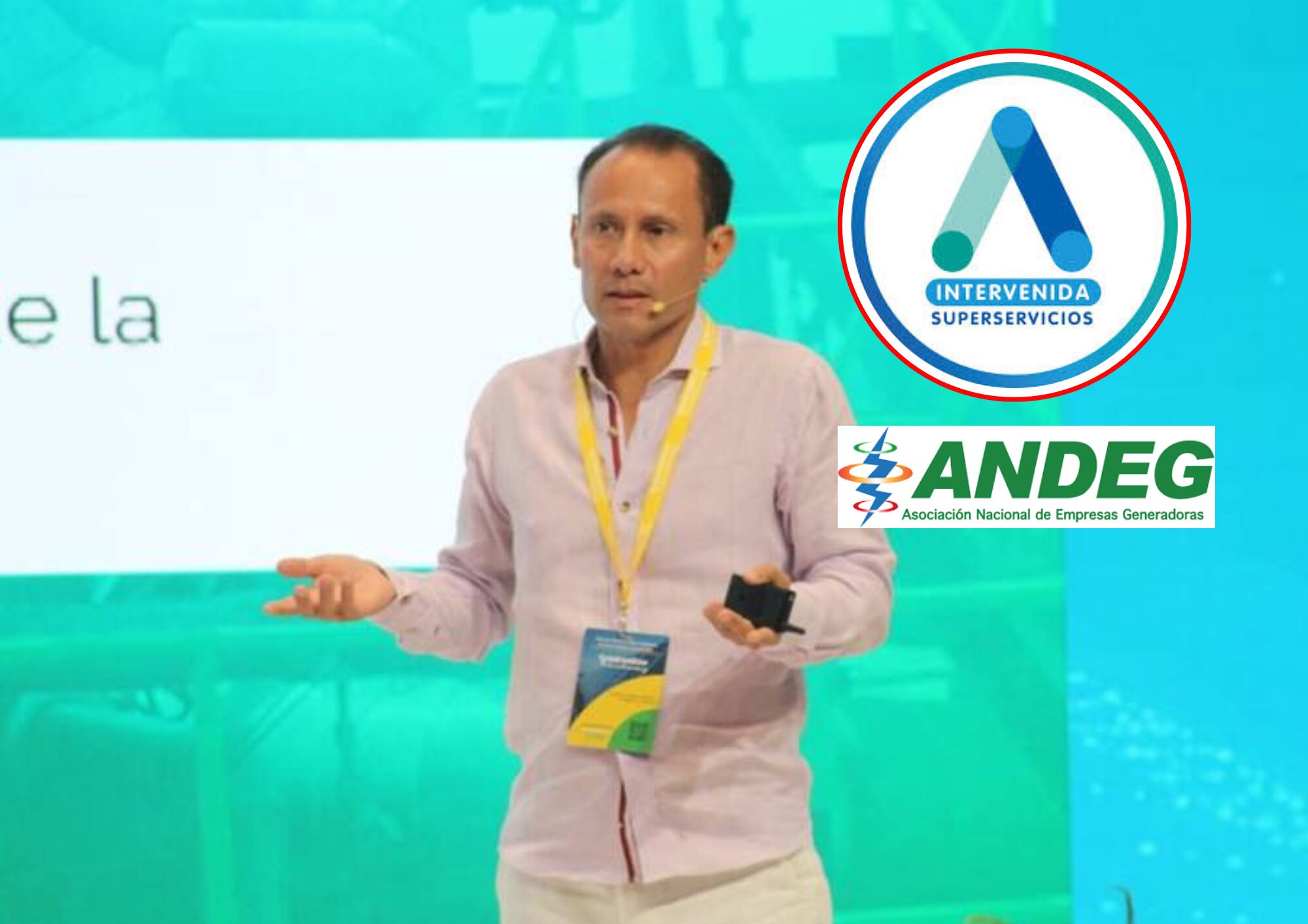 Alejandro Castañeda, cortesía de ANDEG. Logo de Air-e Intervenida y logo de Andeg.