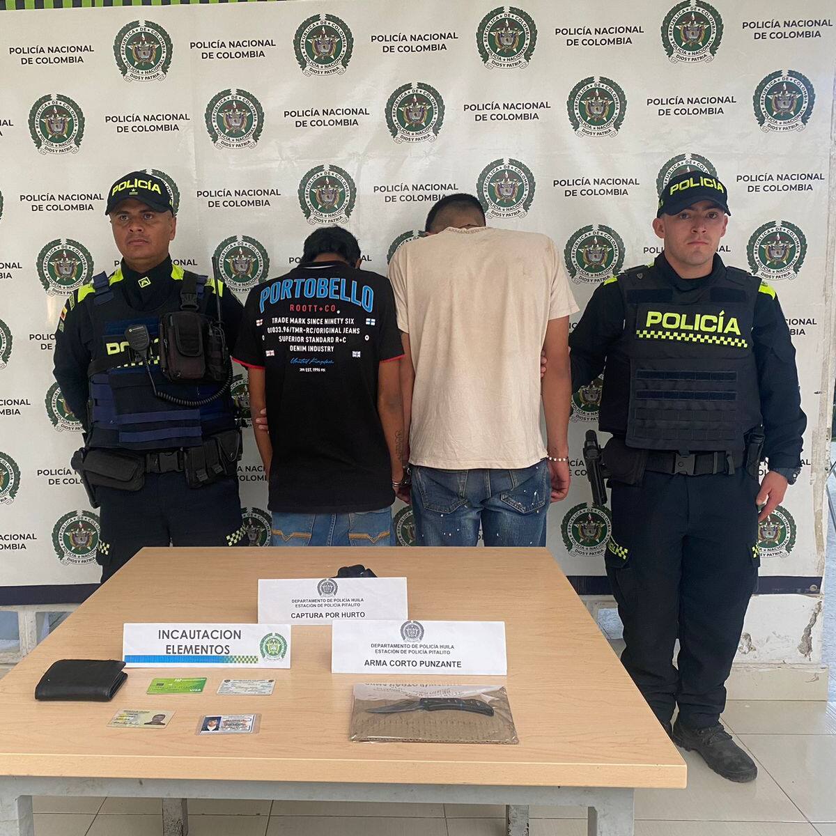 Caen dos sujetos tras robar a mano armada en Pitalito