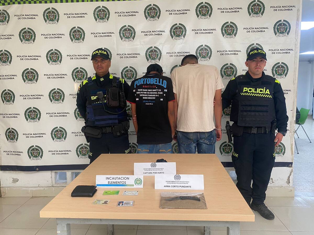 Caen dos sujetos tras robar a mano armada en Pitalito