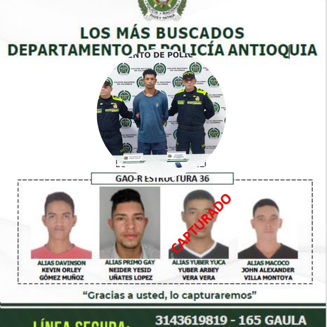 Alias Yucas o Limón- foto policía Antioquia