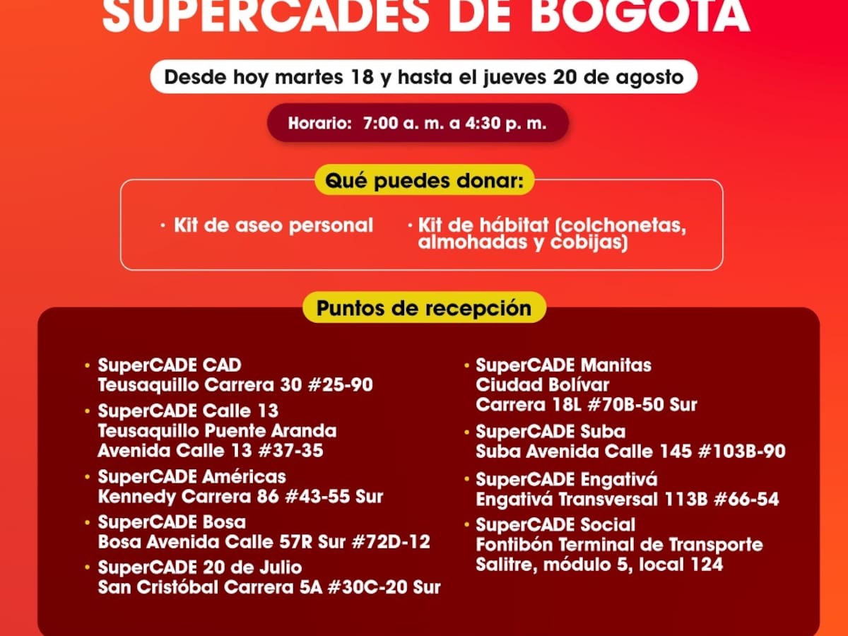 Alcaldía habilita nueve SuperCADE de Bogotá para recibir ayudas por terremoto