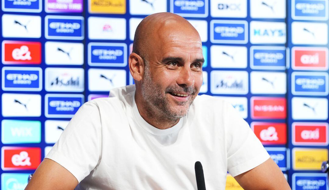 Pep Guardiola, entrenador del Manchester City, en conferencia de prensa,
