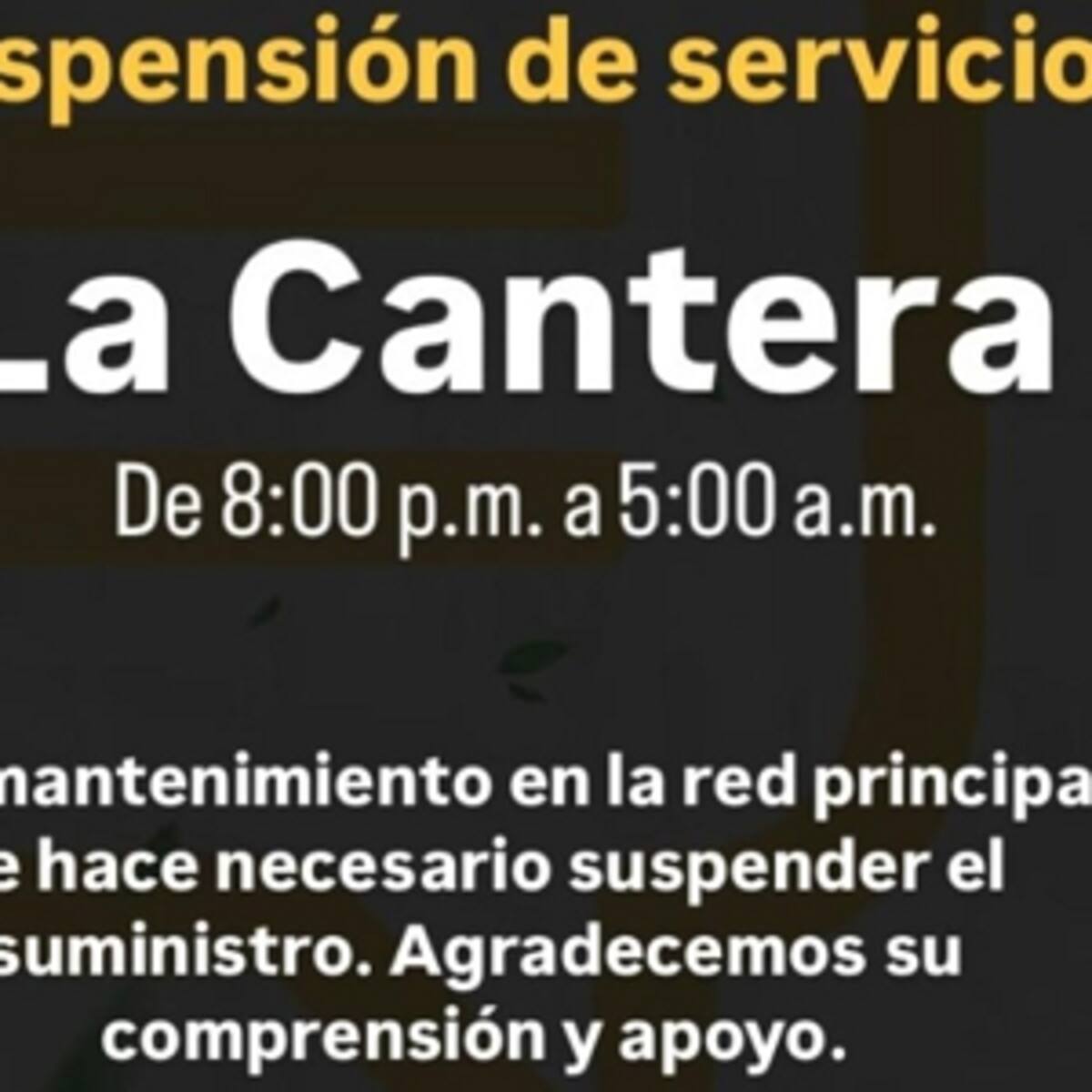 Durante nueve horas se suspenderá el servicio de agua en la Cantera de Piedecuesta