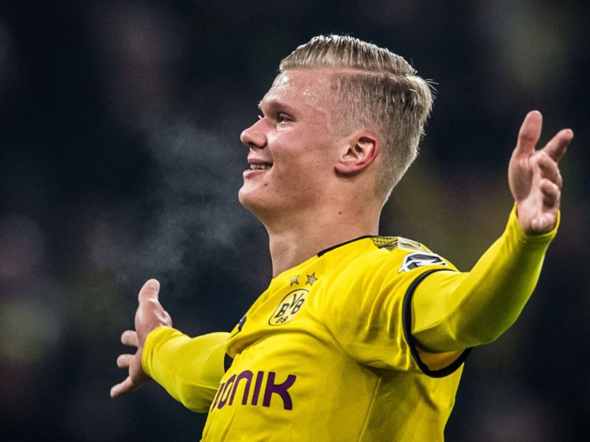 Erling Haaland completó 5 goles en 60 minutos jugados con el Dortmund