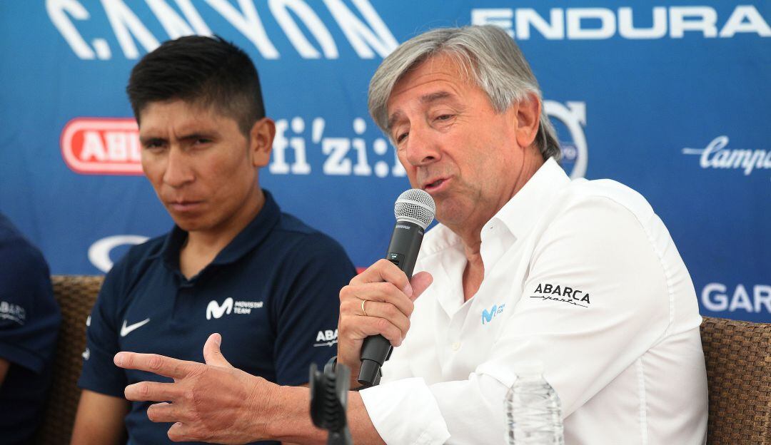 Nairo Quintana (izq.) junto a Eusebio Unzué (der.).