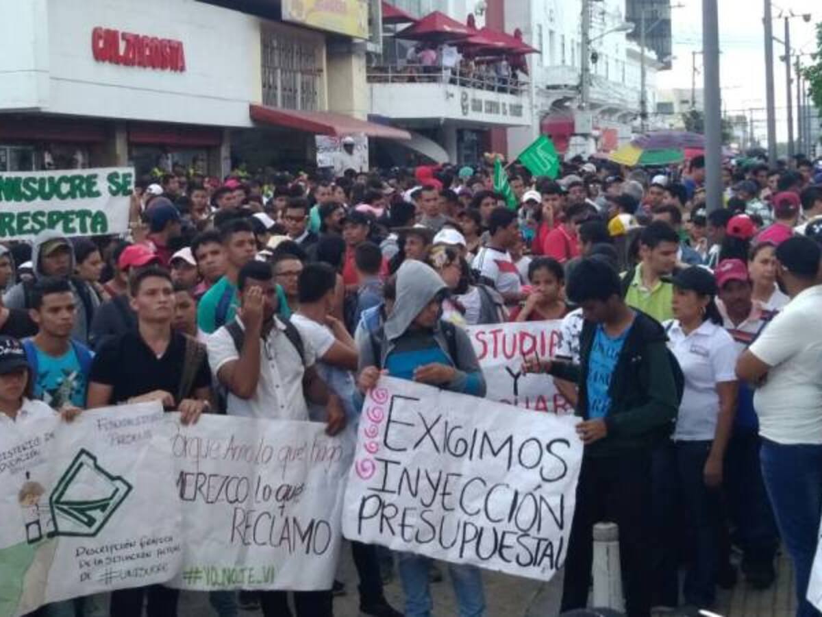 Se juntaron en Sincelejo protestas de Fecode y estudiantes universitarios