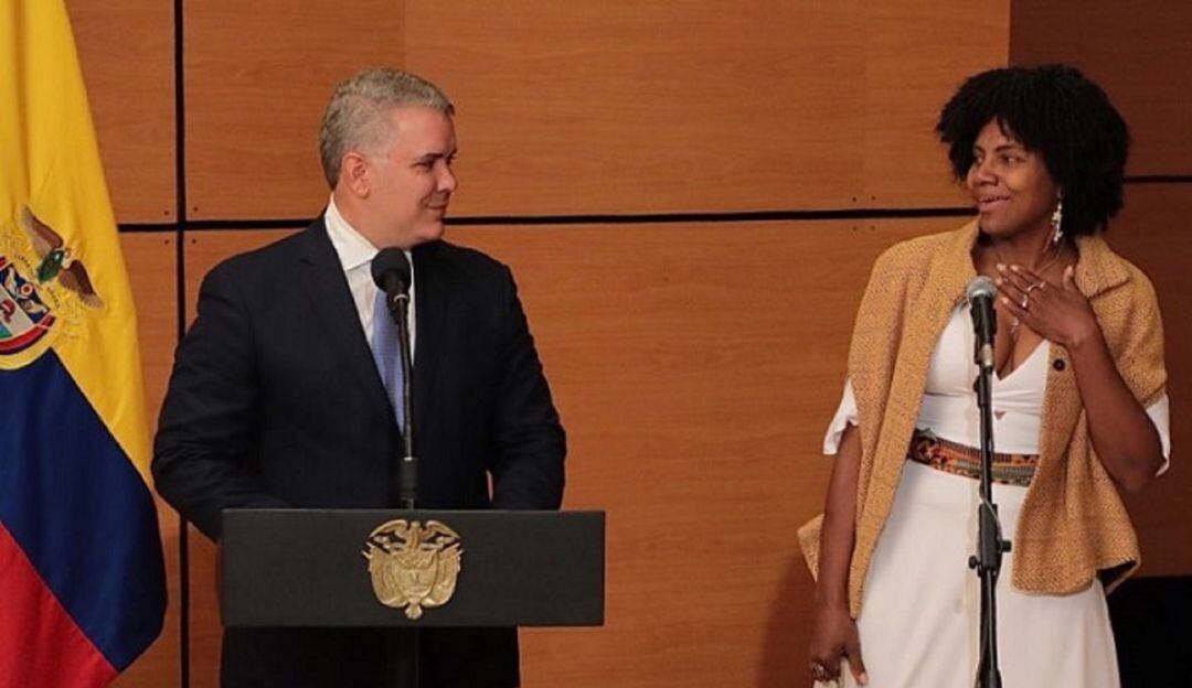 Presidente Iván Duque y ministra Mabel Torres