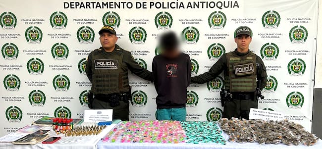 Capturan a alias “Chiqui” por microtráfico en el Nordeste Antioqueño. Foto: Policía Nacional.