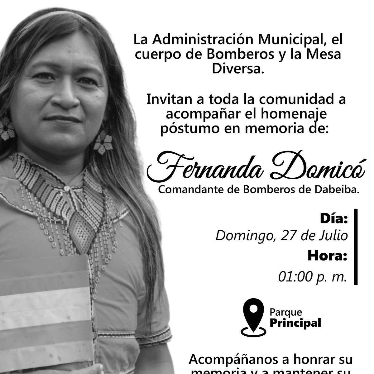 Con velatón, comunidad de Dabeiba pidió justicia por el crimen de la mujer trans jefe de bomberos