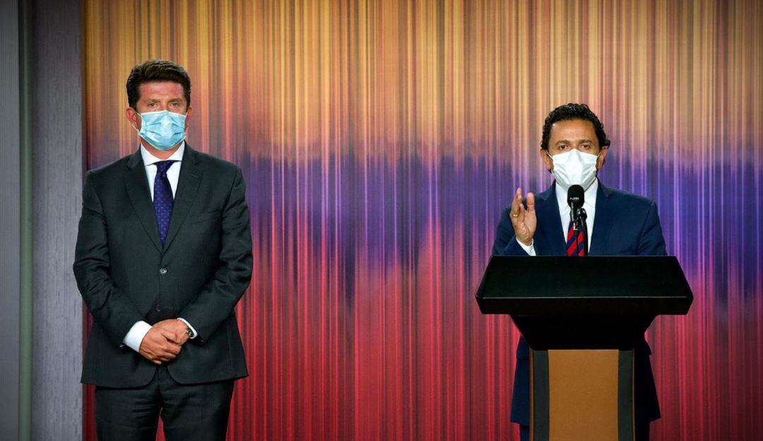 Ministro de Defensa Diego Molano y Comisionado de Paz Miguel Ceballos.