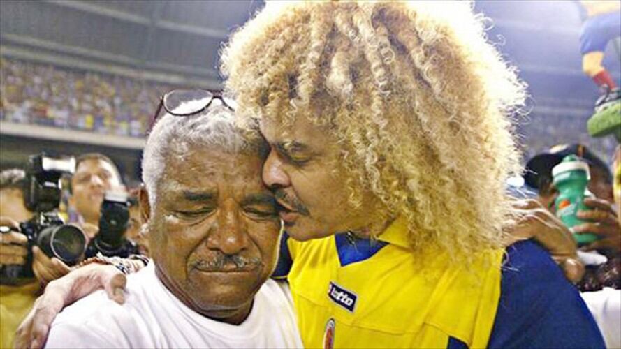 Carlos Valderrama y su padre. Foto: Colprensa