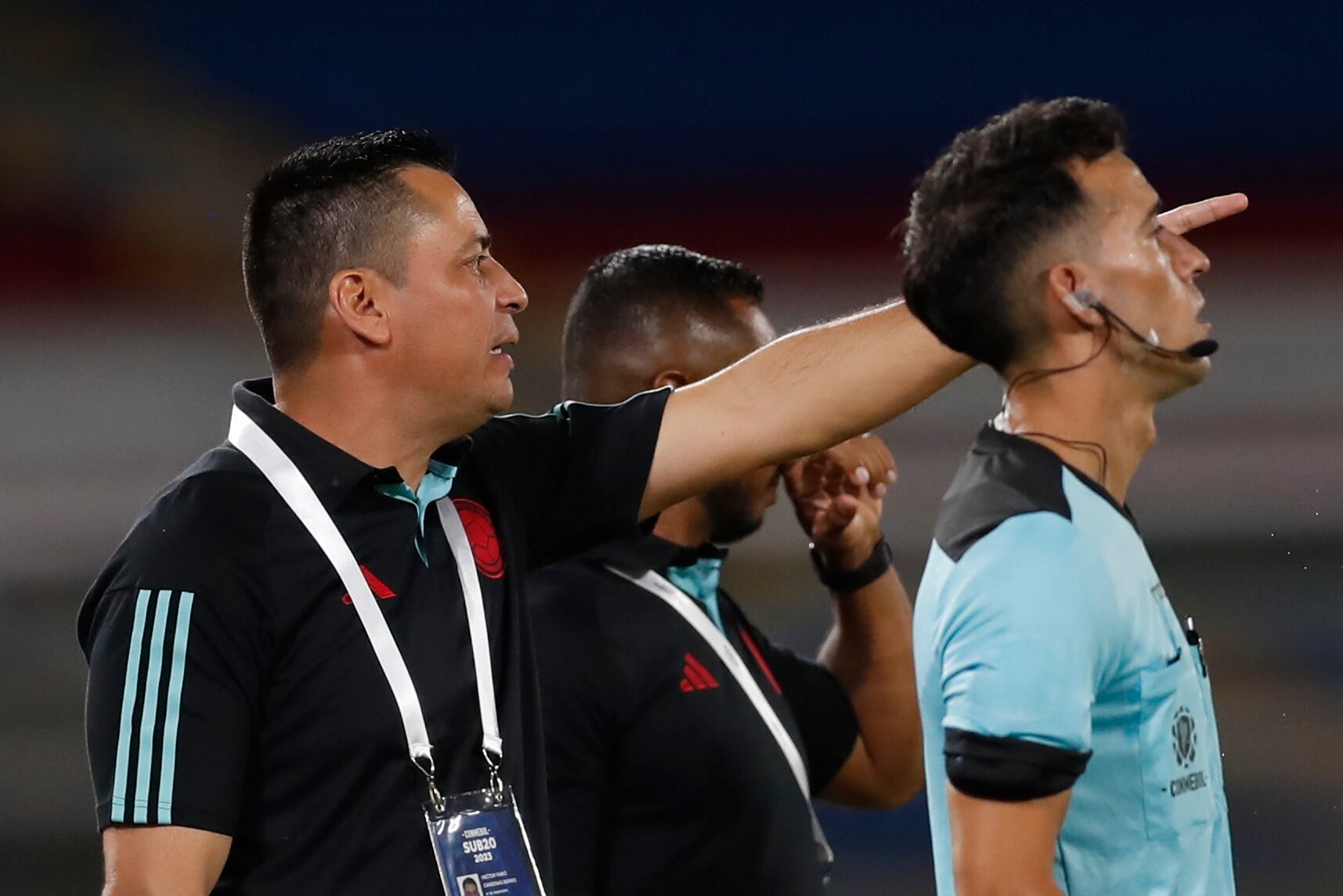 Héctor Cárdenas, entrenador de la Selección Colombia en el Sudamericano Sub-20. EFE/ Ernesto Guzmán Jr.