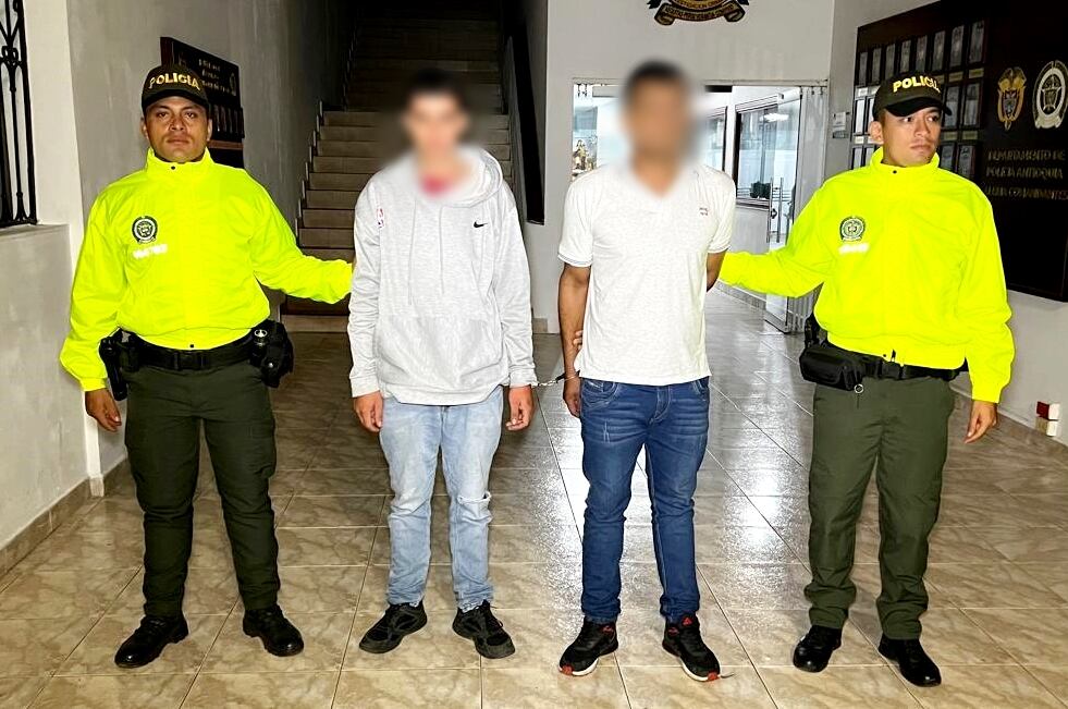 Captura de presuntos responsables de homicidio a líder comunitario en Andes, Antioquia. Cortesía: Policía de Antioquia.