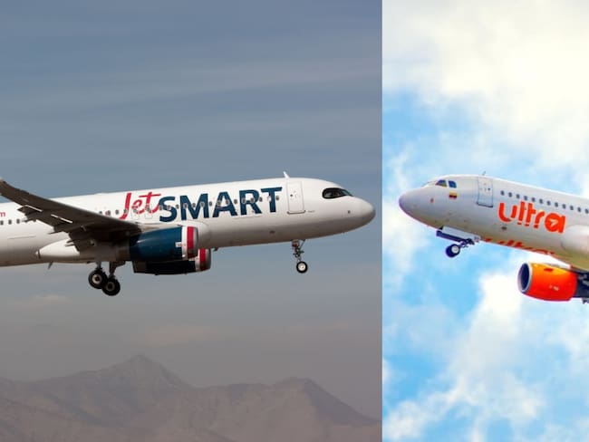 Aviones de JetSmart y Ultra Air. Fotos: Getty Images y redes sociales de Ultra Air.