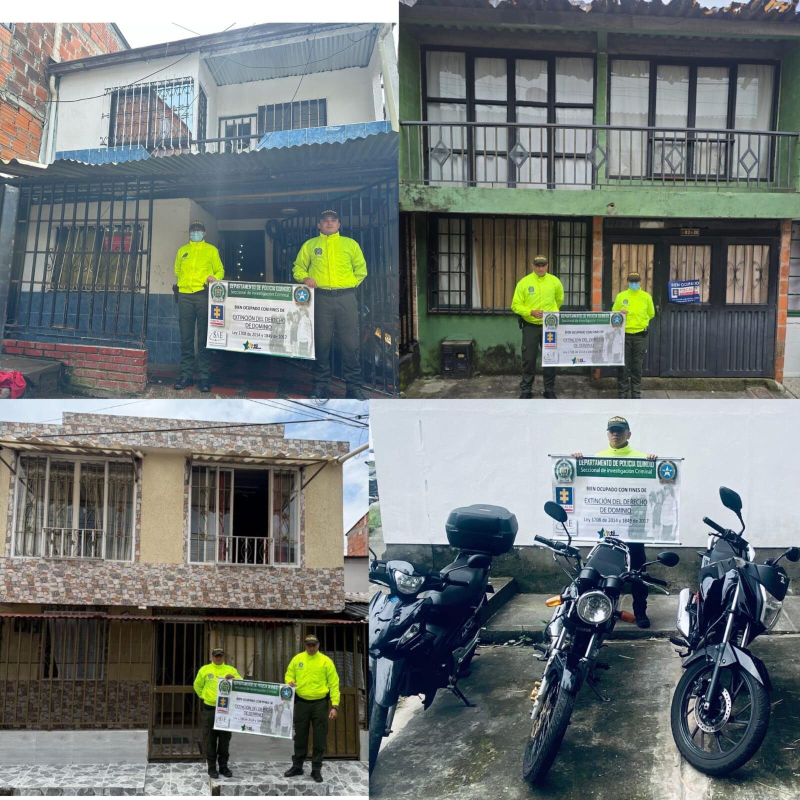 Extinción de dominio a predios y motos en Armenia. Foto: Cortesía Policía, Quindío