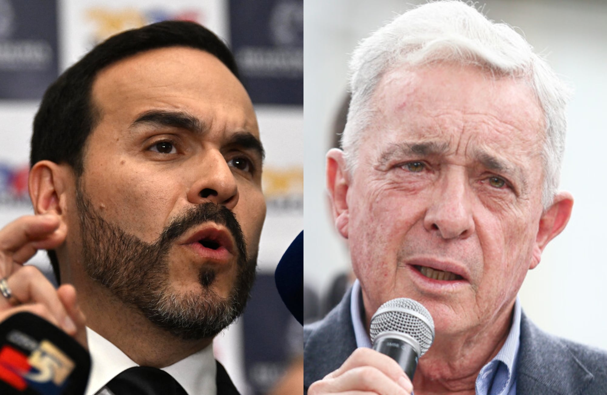 Abelardo de la Espriella y Álvaro Uribe. Fotos: (Foto de JOAQUIN SARMIENTO / AFP) / (Colprensa-Campaña De La Espriella)