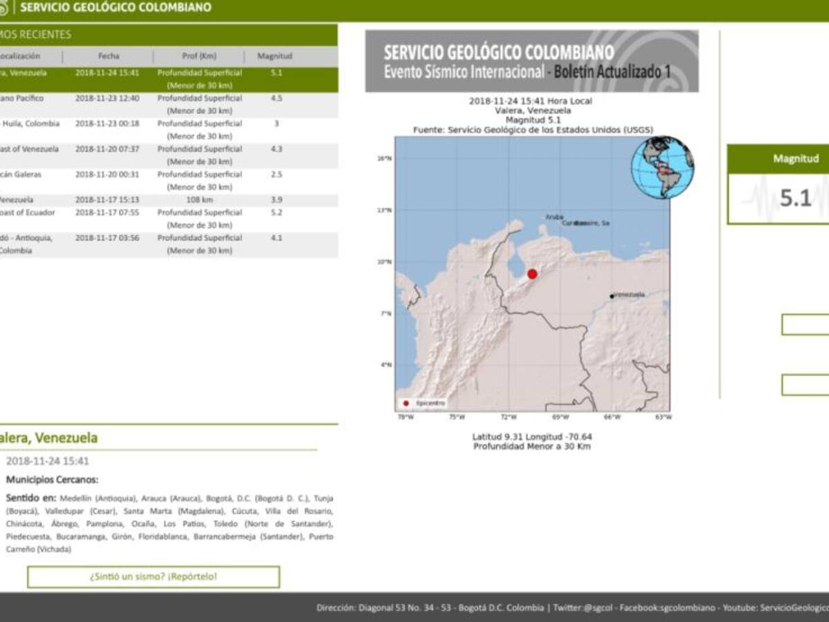 El temblor de Valera se sintió en Bucaramanga