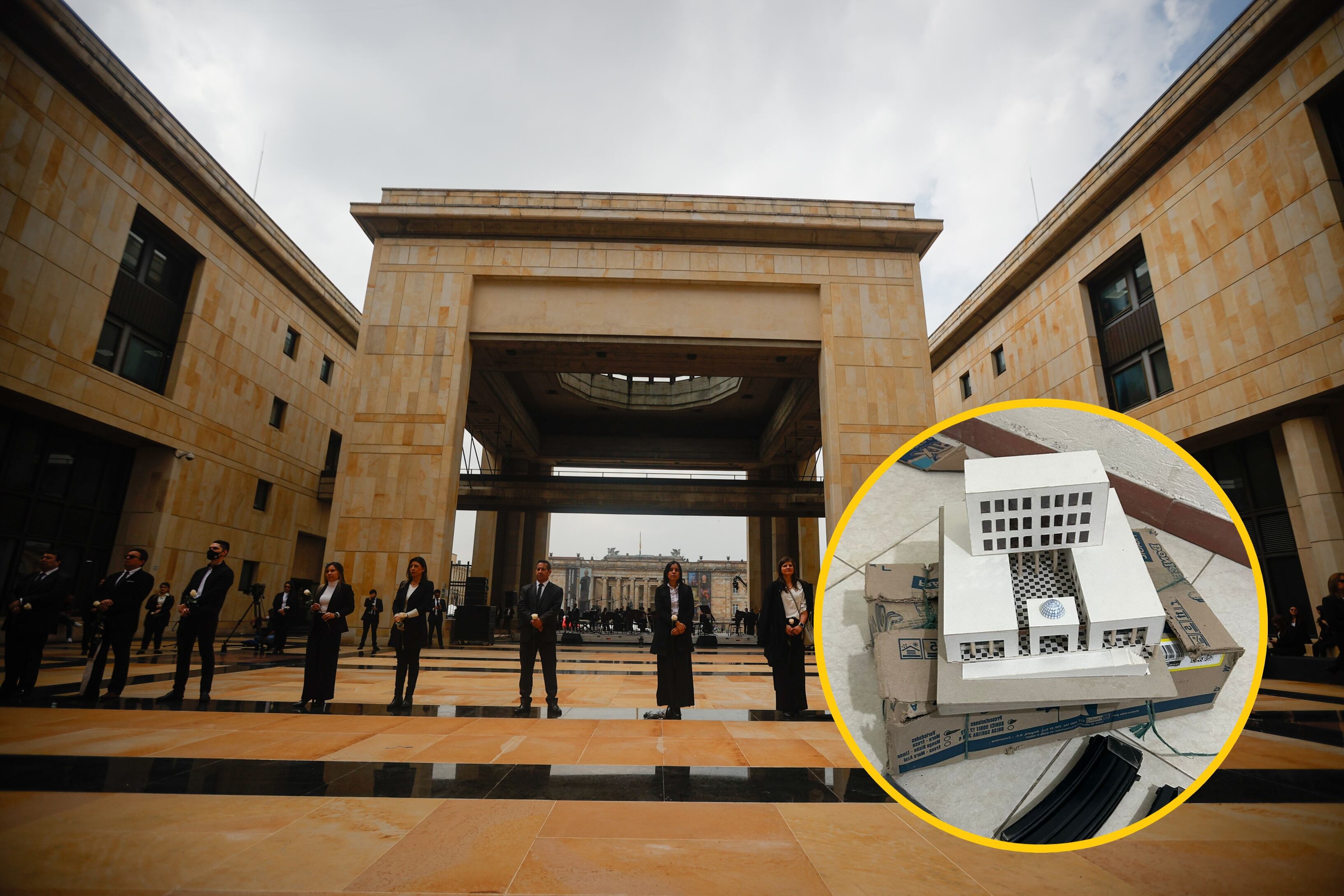 Palacio de Justicia (Juancho Torres/Anadolu via Getty Images) // Municiones y pólvora incautados (Policía Nacional)