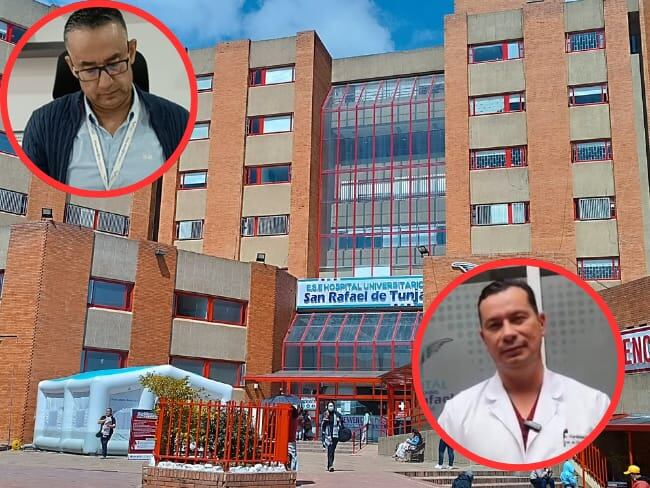 Germán Pertuz, gerente del Hospital Universitario San Rafael de Tunja y el cirujano vascular Víctor Augusto Beltrán.