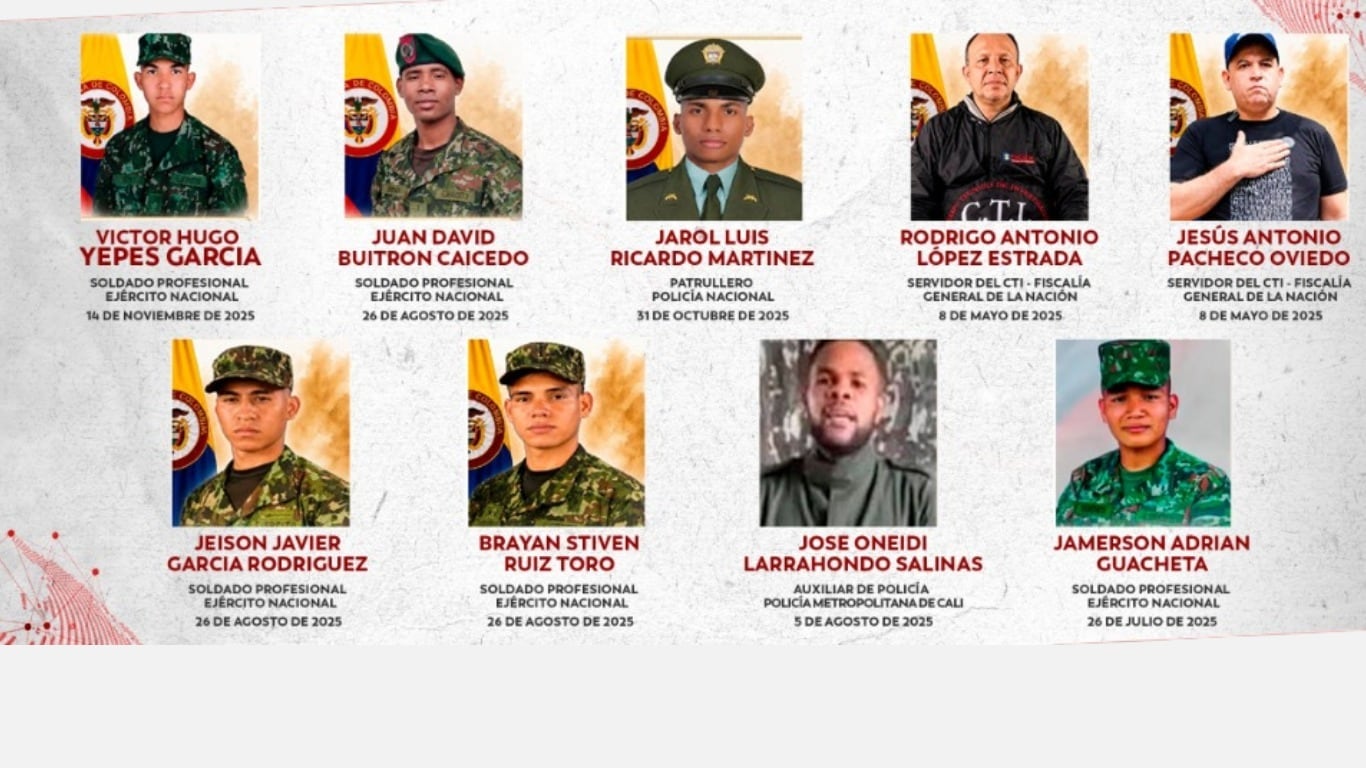Militares, policías y funcionarios de la Fiscalía que permanecen secuestrados