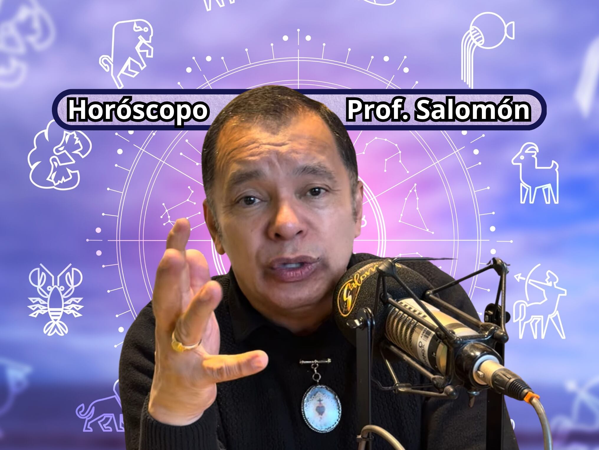 Él es el profesor Salomón, experto en la lectura del Horóscopo y el Tarot (Crédito: Profesor Salomón - Youtube) // De fondo: Imagen ilustrativa del horóscopo (crédito: Getty Images).