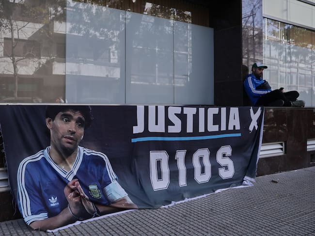 Poster de Diago Armando Maradona. FOTO: Luciano Gonzalez/Anadolu via Getty Images
