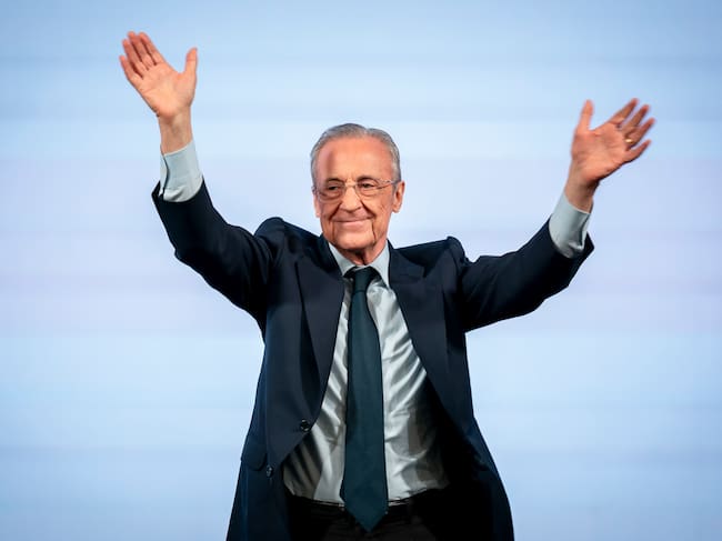 MADRID, SPAIN - MAY 27: Florentino Perez attends during his presentation of his candidacy for the presidency of Real Madrid at the Melia Castilla Hotel on May 27, 2026, in Madrid, Spain. (Photo By Angel Perez Meca/Europa Press via Getty Images)