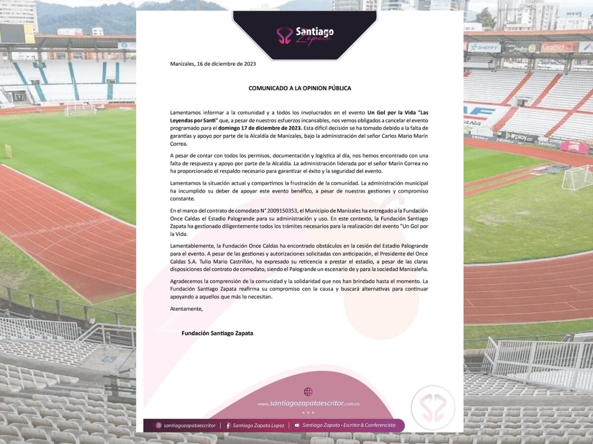 No prestaron el estadio Palogrande de Manizales para partido benéfico