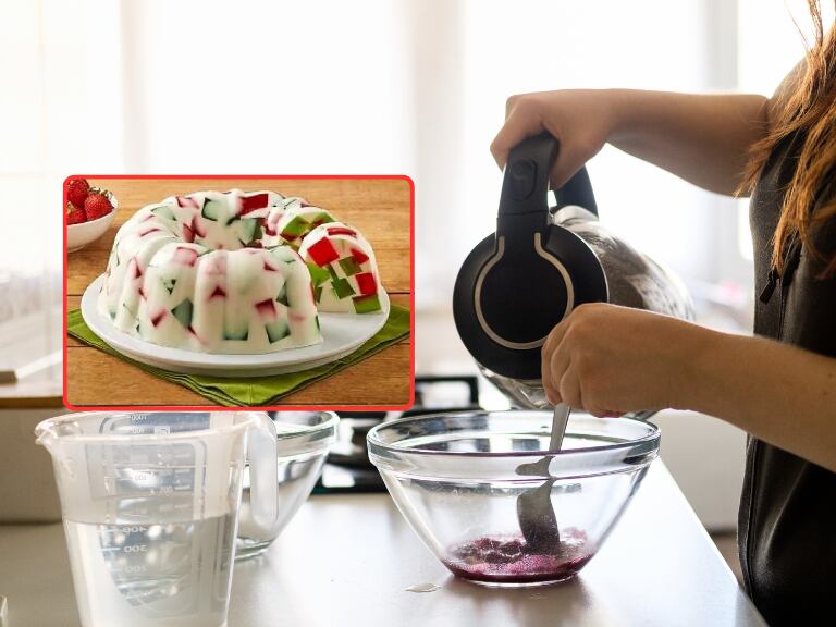 Mujer preparando gelatina navideña / Gelatina Navideña (Getty images)