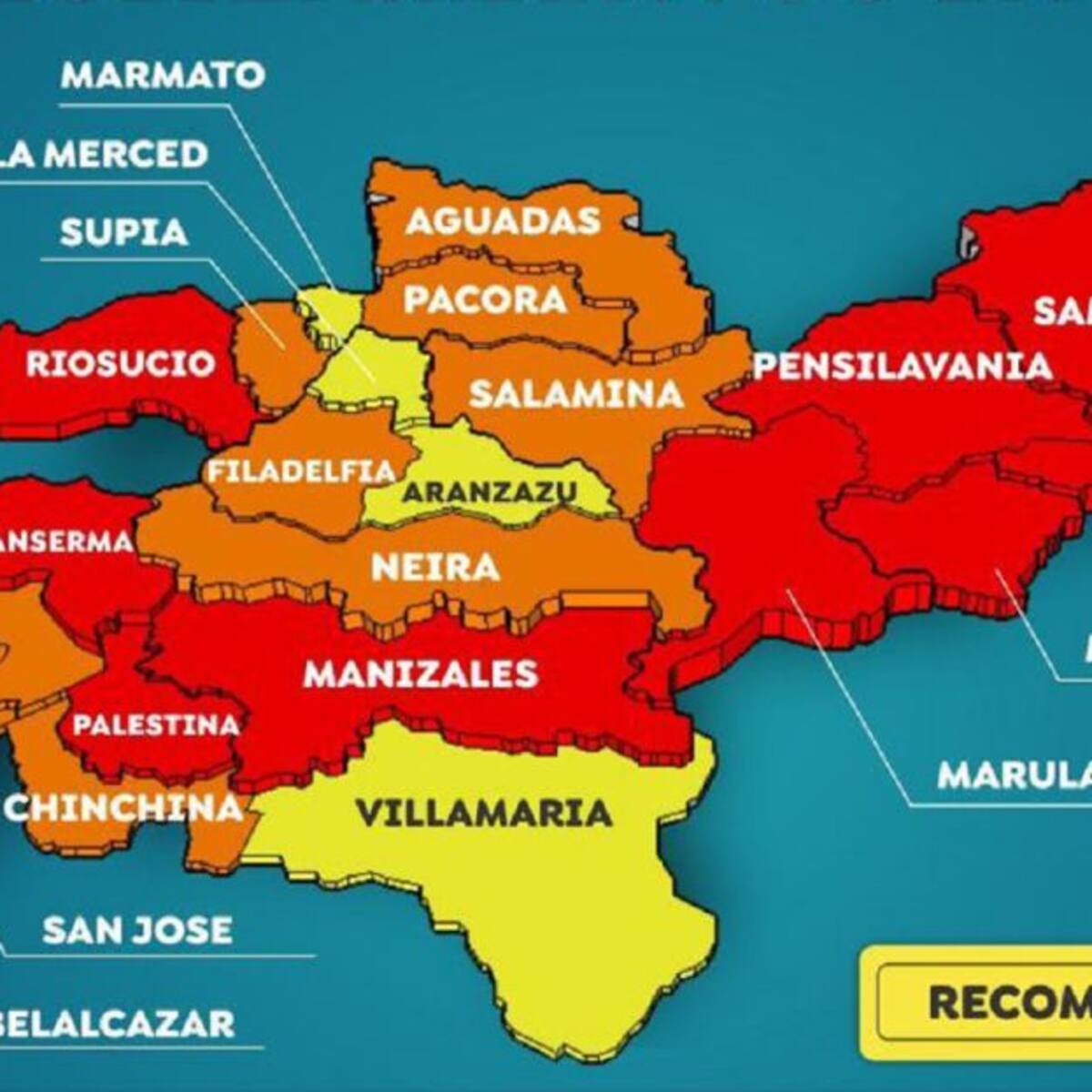 Alerta roja en 10 municipios de Caldas a causa de las intensas lluvias