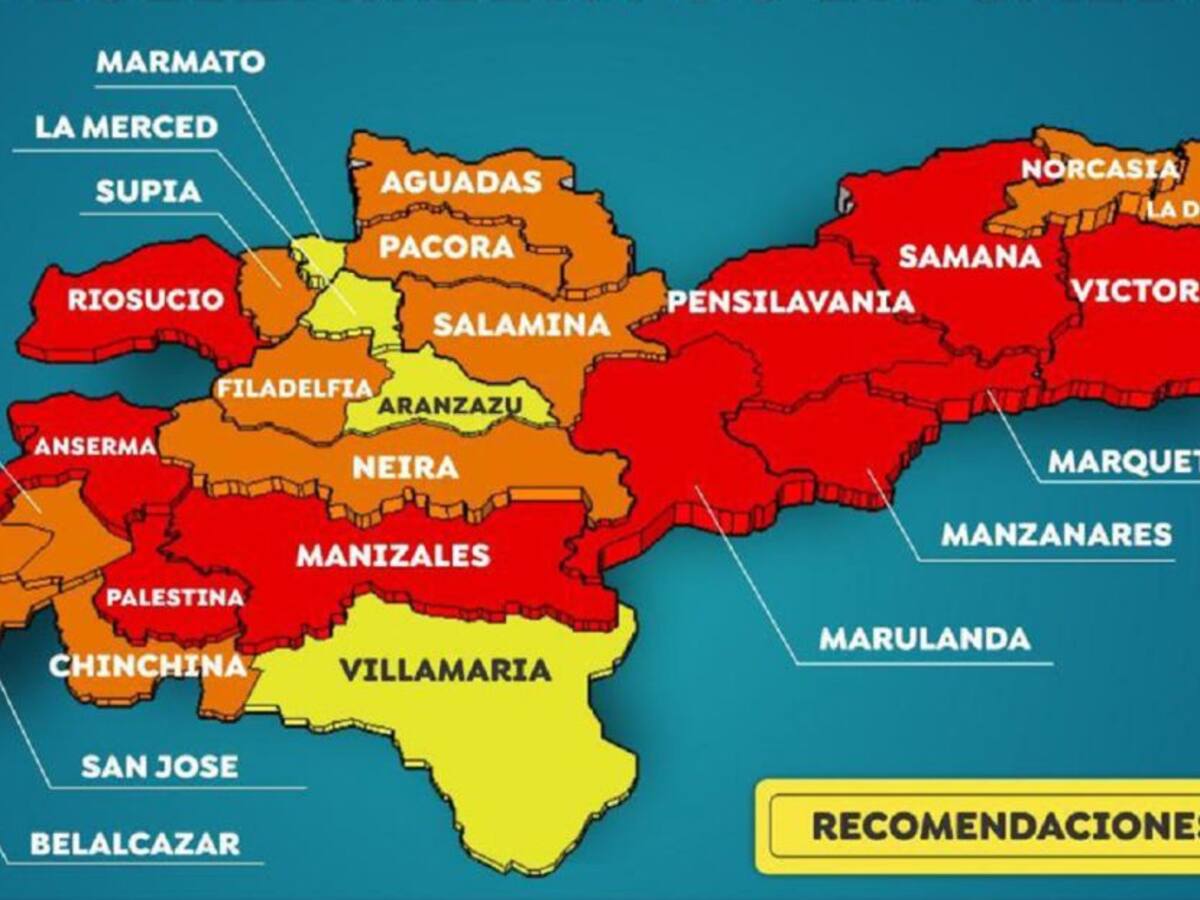 Alerta roja en 10 municipios de Caldas a causa de las intensas lluvias