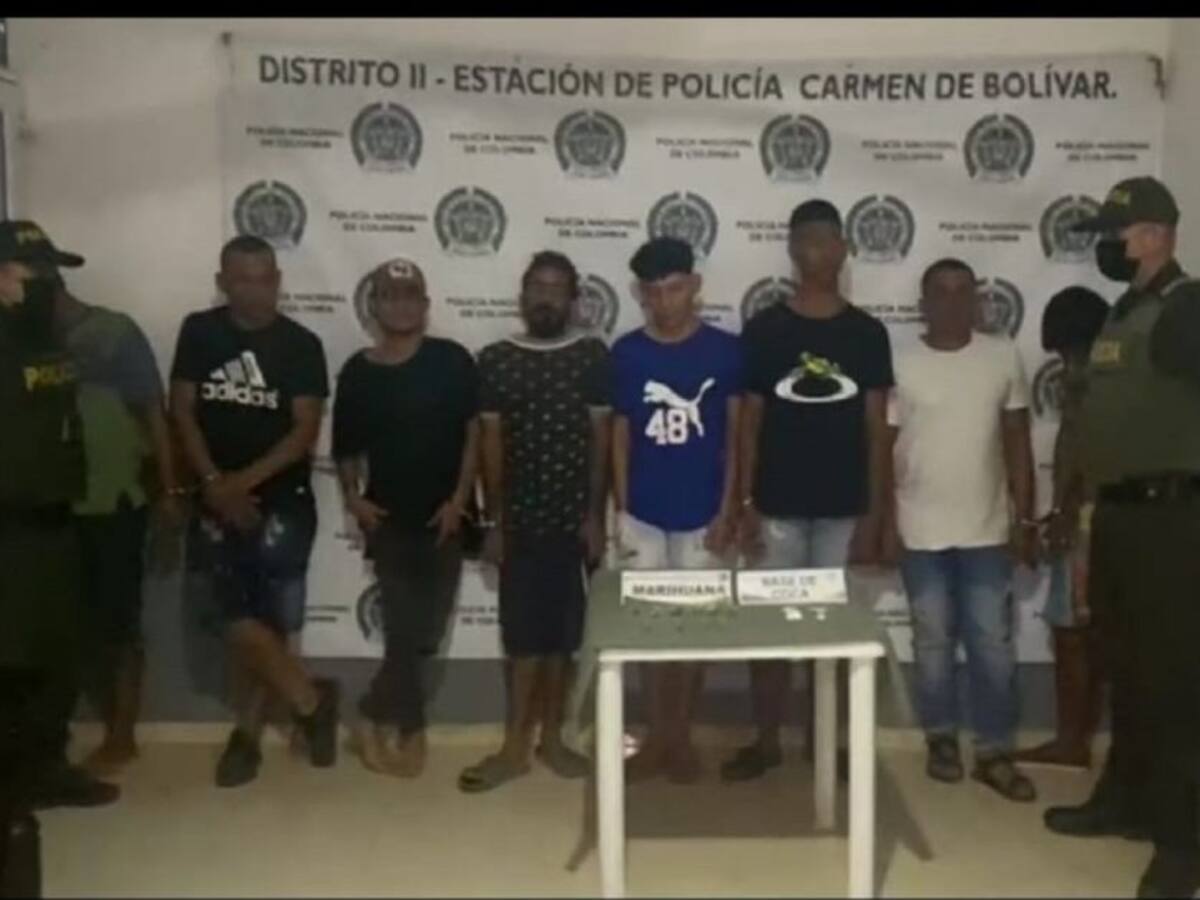 Siete capturados por tráfico de estupefacientes en El Carmen de Bolívar