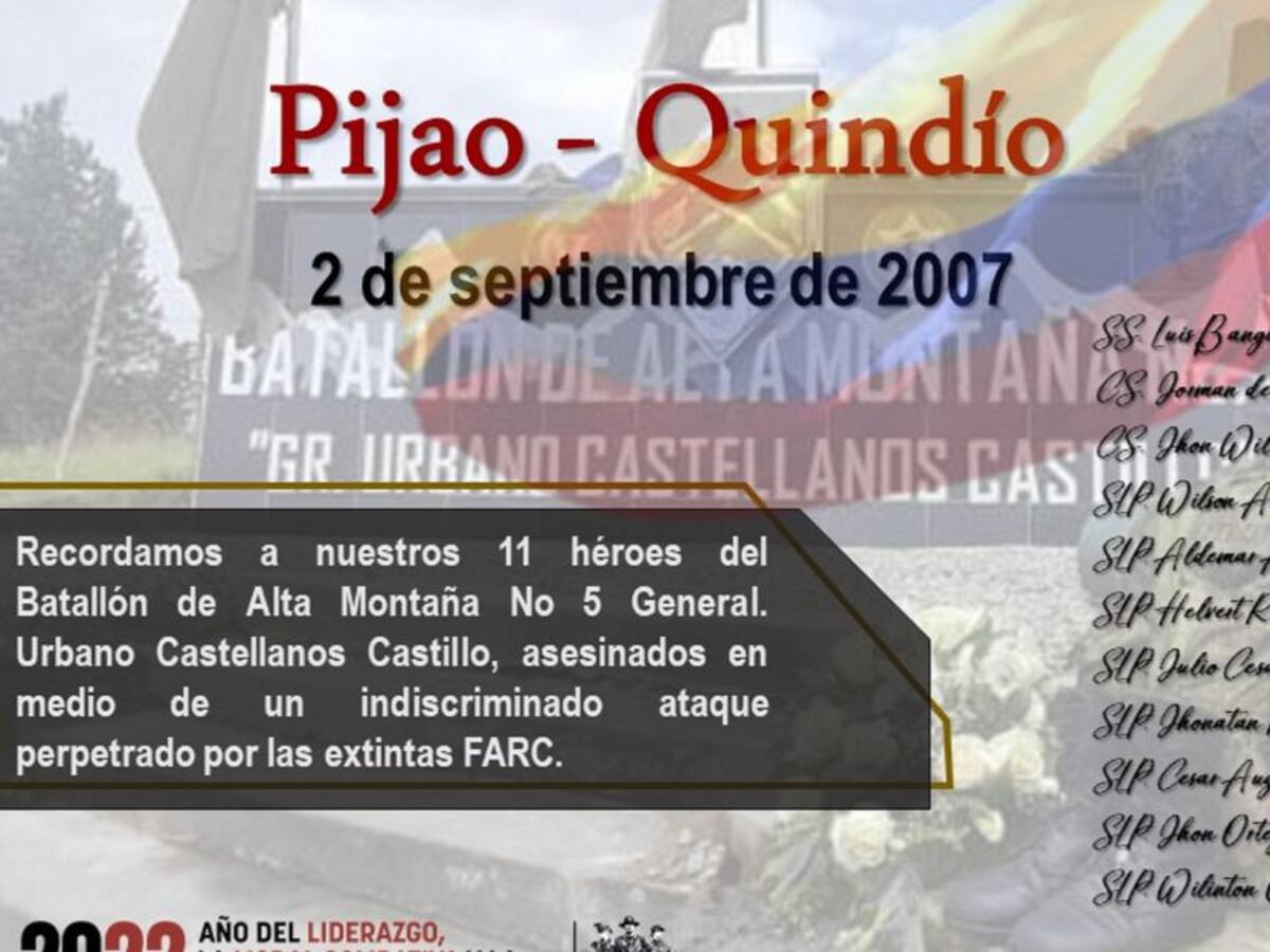 15 años de toma guerrillera que dejó 11 militares muertos en Pijao,Quindío