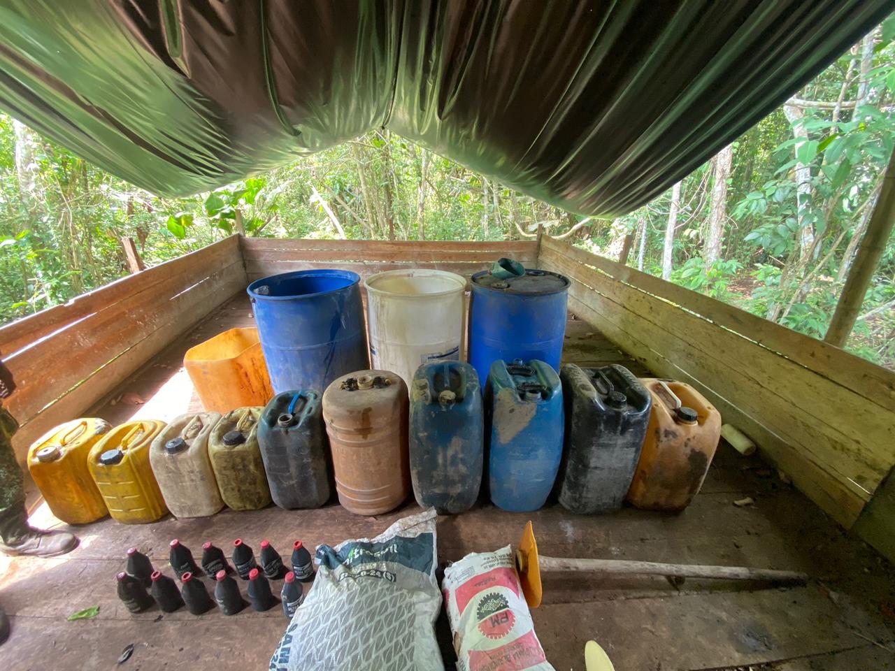 Insumos decomisados en Nariño. Foto: Armada Nacional