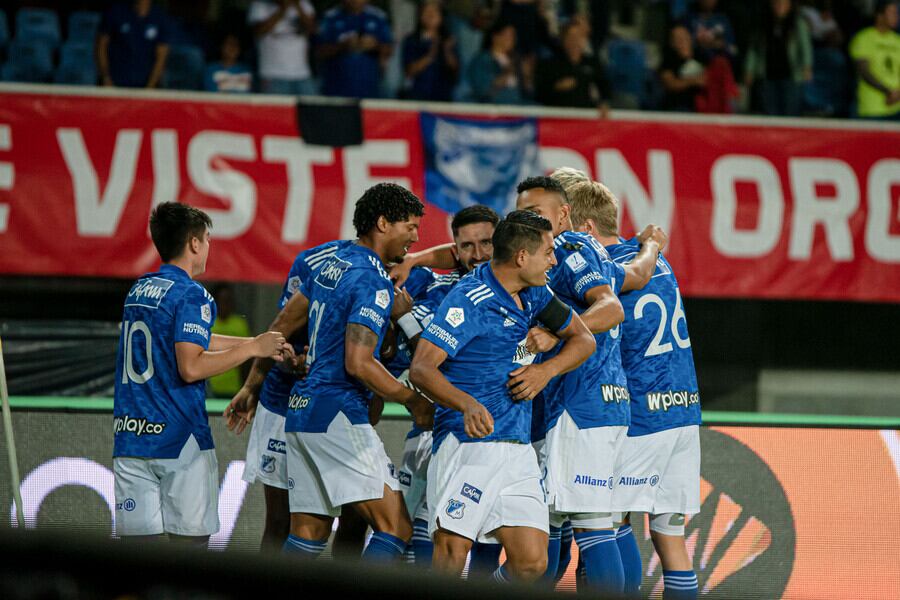 Millonarios celebra una anotación por la Liga Colombiana / Colprensa