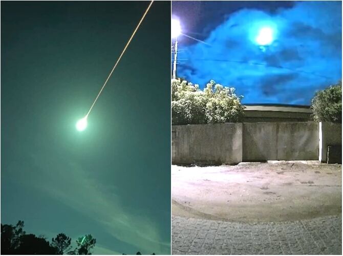 Bólido pasa por sobre España y Portugal. Fotos tomadas de capturas de redes sociales.