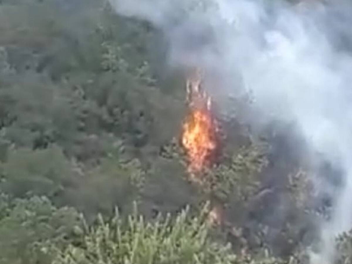 Bomberos buscan controlar incendio forestal en el municipio de Durania